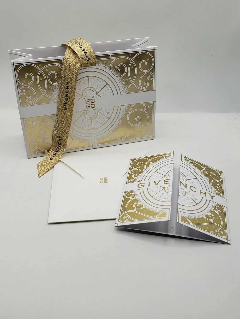 Givenchy Gold White Gift Bag And Card